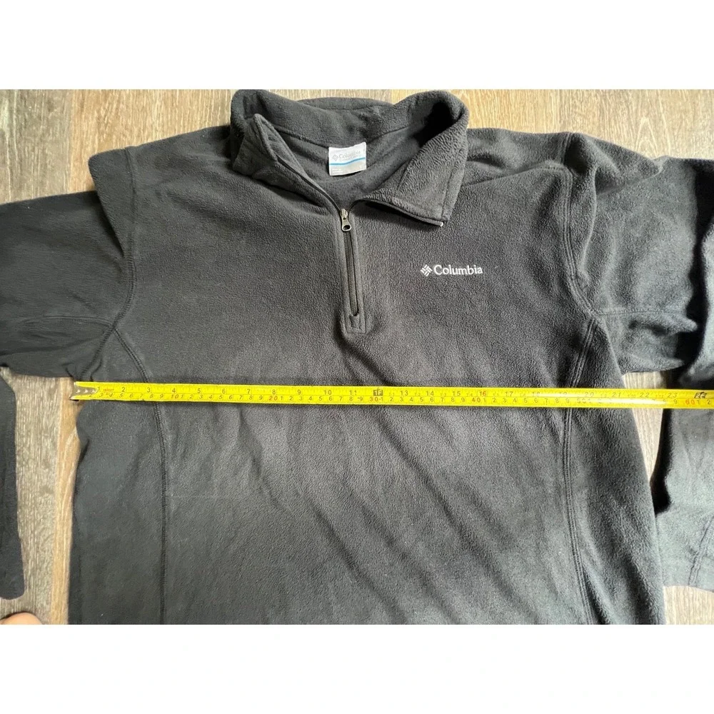 Columbia Fleece Pullover Mens Large Black Quarter Zip Mock Neck Long Sleeve Logo